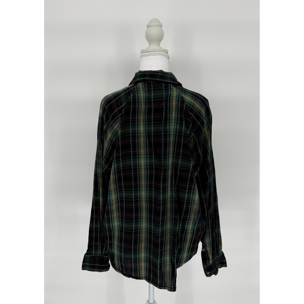 Vintage-Style Grunge‎ Plaid Flannel Button Down Green Black Soft Womens Size S - Picture 3 of 11